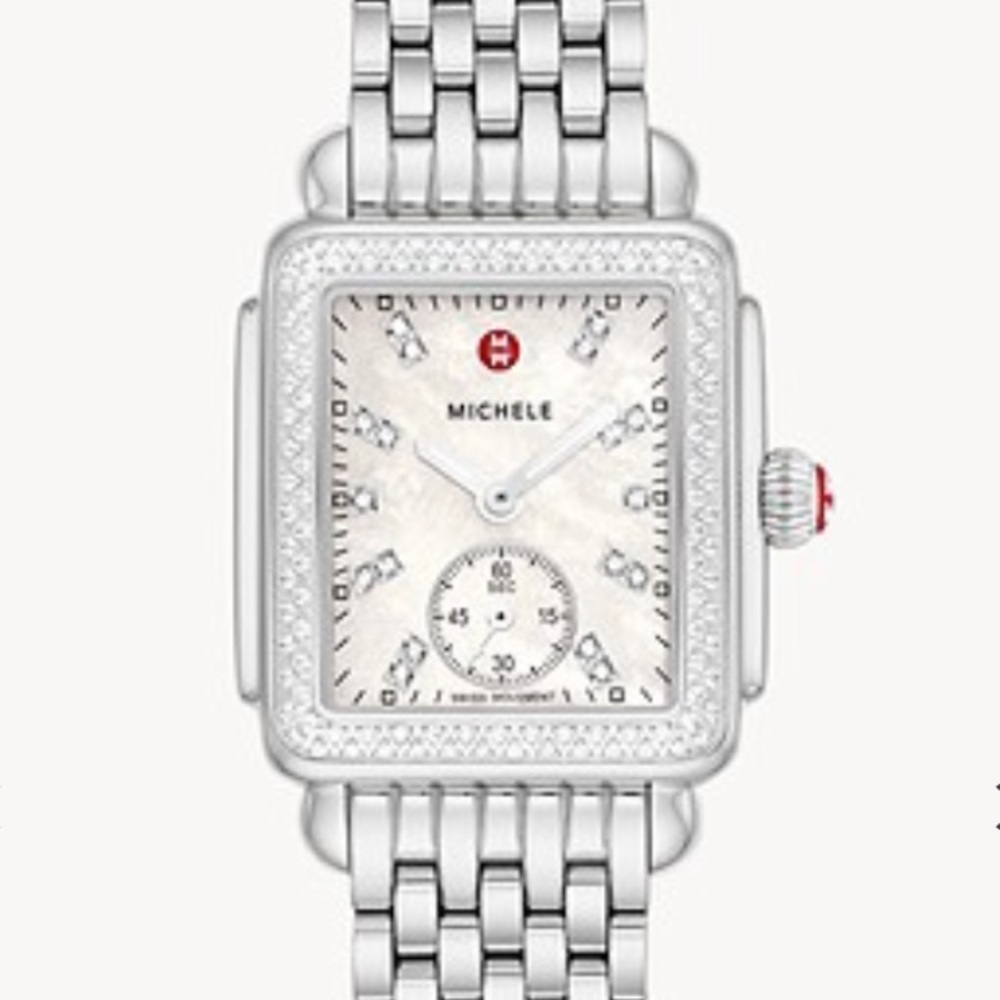Michele Watch stainless steel Deco Mid with mother of pearl dial and diamonds